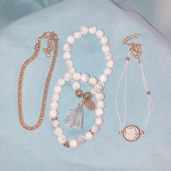 Marble & Gold Tone Four Piece Bracelet Set NEW - Picture 5 of 11